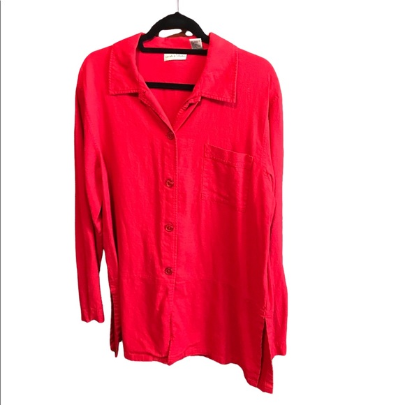 🎉3 for $20🎉 Sarah B Studio size 14 red linen blend top/jacket - Picture 1 of 7